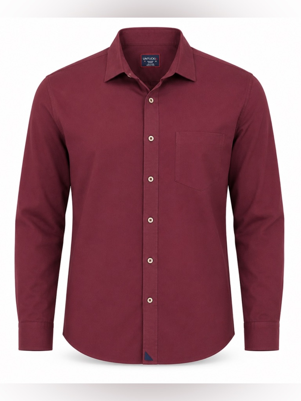 UNTUCKit Men’s Burgundy Slim Fit Cotton Button Down Shirt M Pocket Casual